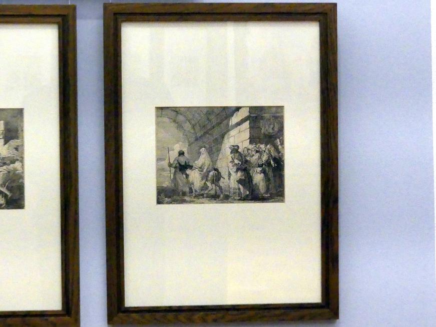 Giovanni Domenico Tiepolo (1743–1785), Auszug aus Bethlehem, Würzburg, Martin von Wagner Museum, Ausstellung "Tiepolo und seine Zeit in Würzburg" vom 31.10.2020-15.07.2021, Saal 1, 1753, Bild 2/3