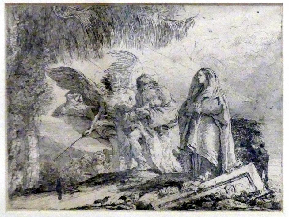 Giovanni Domenico Tiepolo (1743–1765): Ein Engel schützt die Heilige Familie vor Verfolgern, 1753