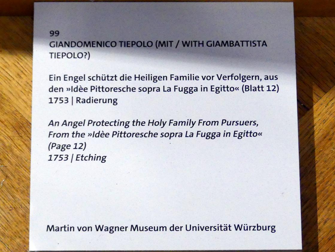 Giovanni Domenico Tiepolo (1743–1785), Ein Engel schützt die Heilige Familie vor Verfolgern, Würzburg, Martin von Wagner Museum, Ausstellung "Tiepolo und seine Zeit in Würzburg" vom 31.10.2020-15.07.2021, Saal 1, 1753, Bild 3/3