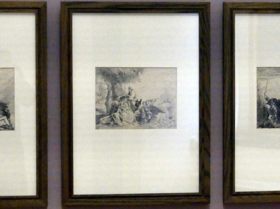 Giovanni Domenico Tiepolo (1743–1785), Verehrung der Heiligen Familie durch Engel, Würzburg, Martin von Wagner Museum, Ausstellung "Tiepolo und seine Zeit in Würzburg" vom 31.10.2020-15.07.2021, Saal 1, 1753, Bild 2/3