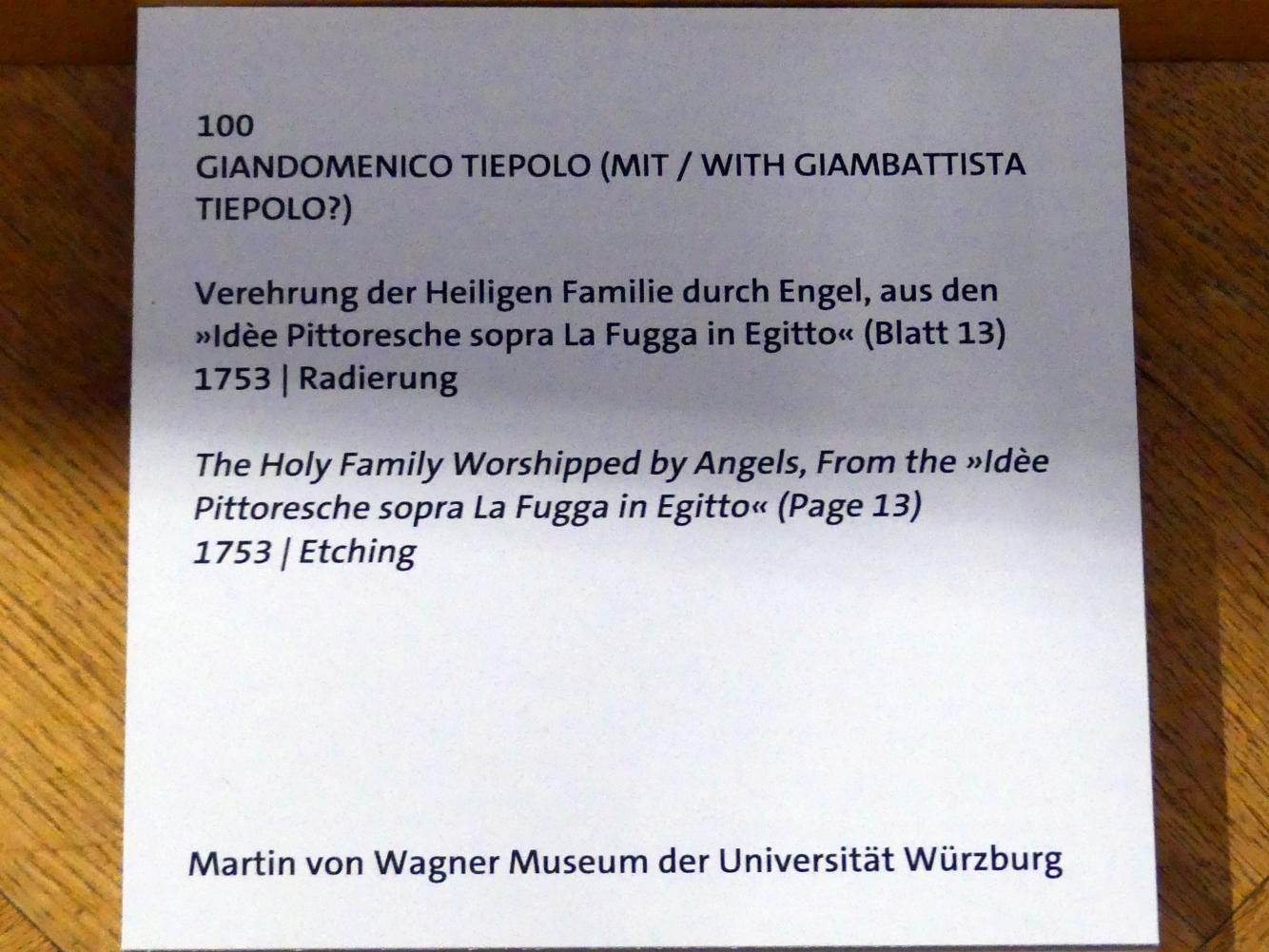 Giovanni Domenico Tiepolo (1743–1785), Verehrung der Heiligen Familie durch Engel, Würzburg, Martin von Wagner Museum, Ausstellung "Tiepolo und seine Zeit in Würzburg" vom 31.10.2020-15.07.2021, Saal 1, 1753, Bild 3/3