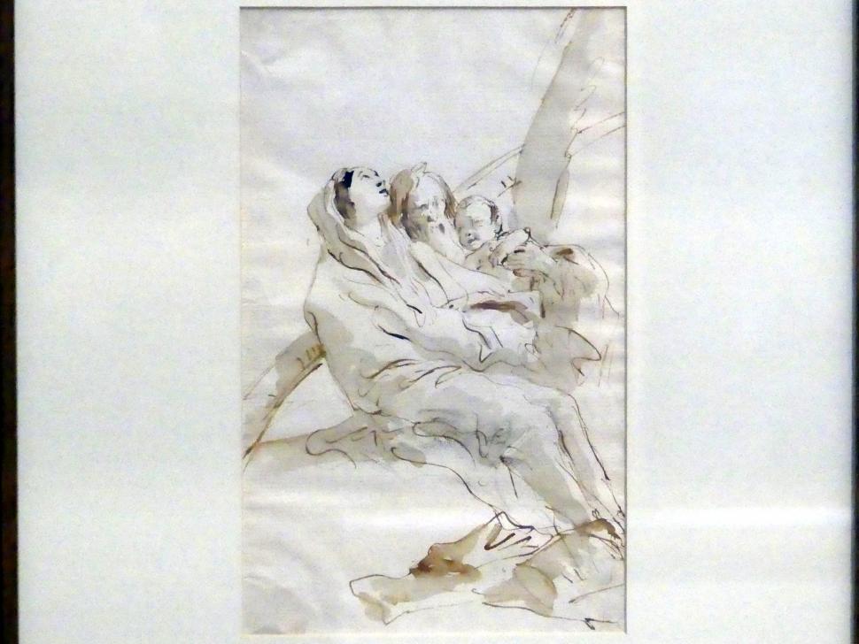 Giovanni Battista Tiepolo (1715–1785), Ruhe auf der Flucht nach Ägypten, Würzburg, Martin von Wagner Museum, Ausstellung "Tiepolo und seine Zeit in Würzburg" vom 31.10.2020-15.07.2021, Saal 1, um 1750–1760