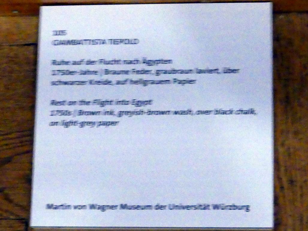 Giovanni Battista Tiepolo (1715–1785), Ruhe auf der Flucht nach Ägypten, Würzburg, Martin von Wagner Museum, Ausstellung "Tiepolo und seine Zeit in Würzburg" vom 31.10.2020-15.07.2021, Saal 1, um 1750–1760, Bild 3/4