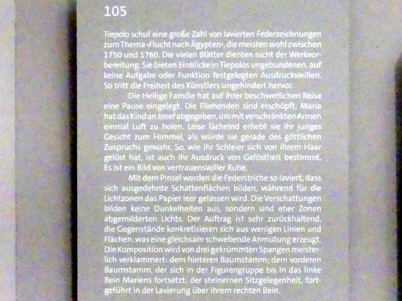 Giovanni Battista Tiepolo (1715–1785), Ruhe auf der Flucht nach Ägypten, Würzburg, Martin von Wagner Museum, Ausstellung "Tiepolo und seine Zeit in Würzburg" vom 31.10.2020-15.07.2021, Saal 1, um 1750–1760, Bild 4/4