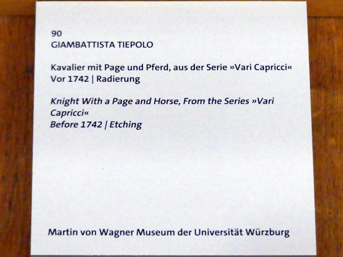 Giovanni Battista Tiepolo (1715–1785), Kavalier mit Page und Pferd, Würzburg, Martin von Wagner Museum, Ausstellung "Tiepolo und seine Zeit in Würzburg" vom 31.10.2020-15.07.2021, Saal 1, vor 1742, Bild 3/3