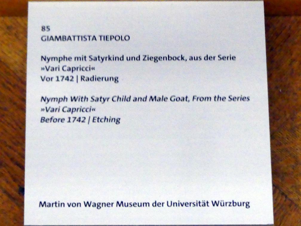 Giovanni Battista Tiepolo (1715–1785), Nymphe mit Satyrkind und Ziegenbock, Würzburg, Martin von Wagner Museum, Ausstellung "Tiepolo und seine Zeit in Würzburg" vom 31.10.2020-15.07.2021, Saal 1, vor 1742, Bild 3/3