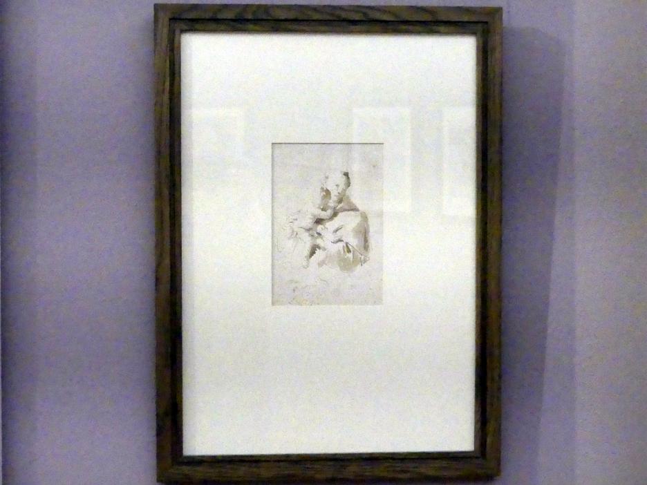 Giovanni Battista Tiepolo (1715–1785), Der Heilige Antonius mit dem Christusknaben, Würzburg, Martin von Wagner Museum, Ausstellung "Tiepolo und seine Zeit in Würzburg" vom 31.10.2020-15.07.2021, Saal 1, 1750–1753, Bild 2/3