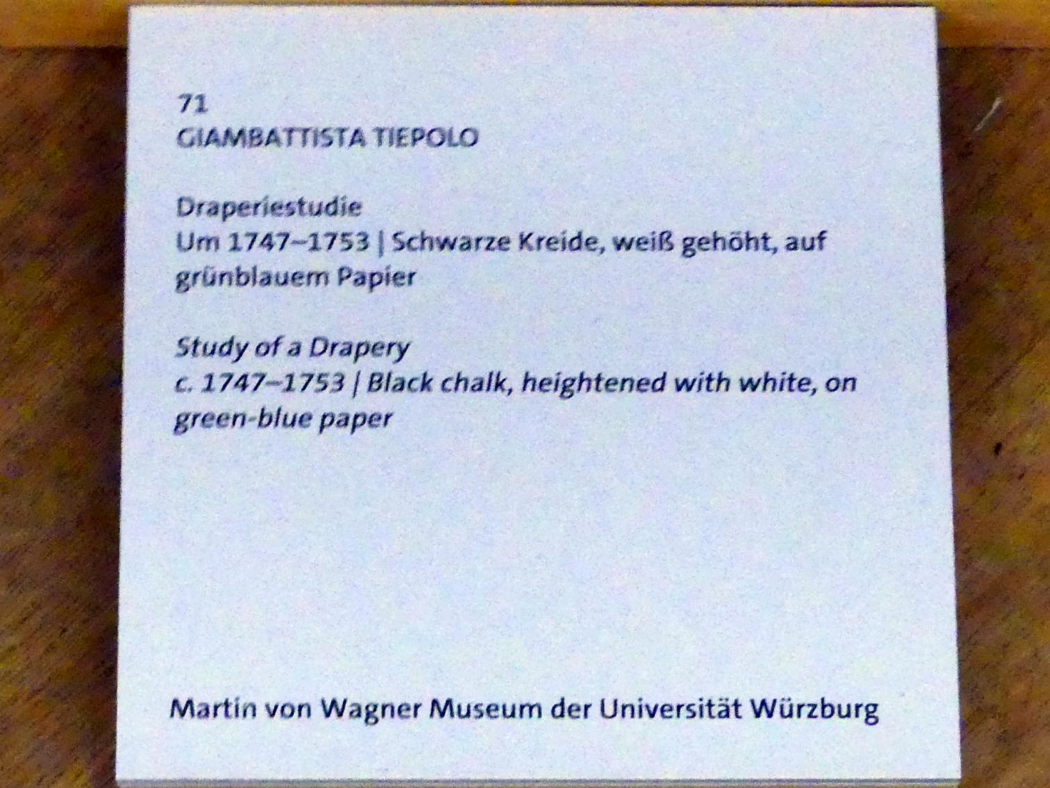 Giovanni Battista Tiepolo (1715–1785), Draperiestudie, Würzburg, Martin von Wagner Museum, Ausstellung "Tiepolo und seine Zeit in Würzburg" vom 31.10.2020-15.07.2021, Saal 1, um 1747–1753, Bild 3/4