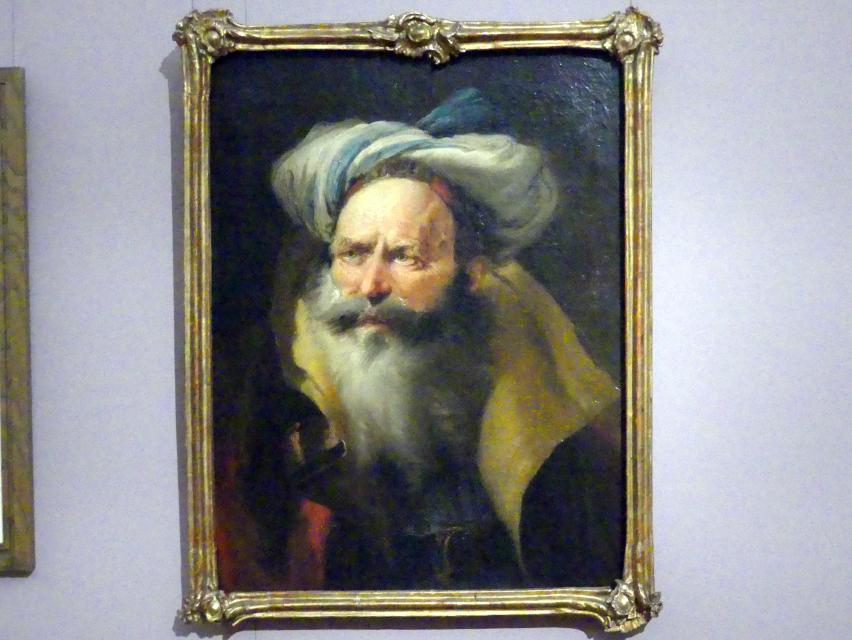 Giovanni Battista Tiepolo (1715–1785), Kopf eines älteren Orientalen, Würzburg, Martin von Wagner Museum, Ausstellung "Tiepolo und seine Zeit in Würzburg" vom 31.10.2020-15.07.2021, Saal 1, um 1750–1753