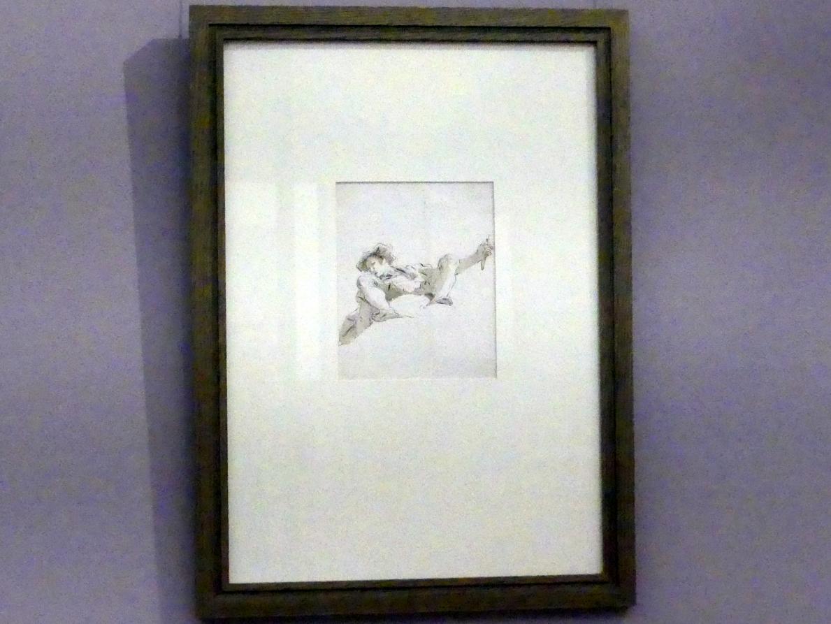Giovanni Battista Tiepolo (1715–1785), Sitzender Junge in Untersicht, Würzburg, Martin von Wagner Museum, Ausstellung "Tiepolo und seine Zeit in Würzburg" vom 31.10.2020-15.07.2021, Saal 1, um 1750–1760, Bild 2/3