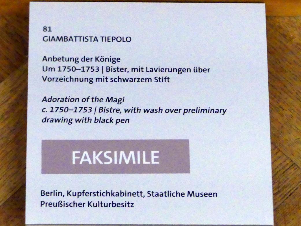 Giovanni Battista Tiepolo (1715–1785), Anbetung der Könige (Faksimile), Würzburg, Martin von Wagner Museum, Ausstellung "Tiepolo und seine Zeit in Würzburg" vom 31.10.2020-15.07.2021, Saal 1, um 1750–1753, Bild 3/4