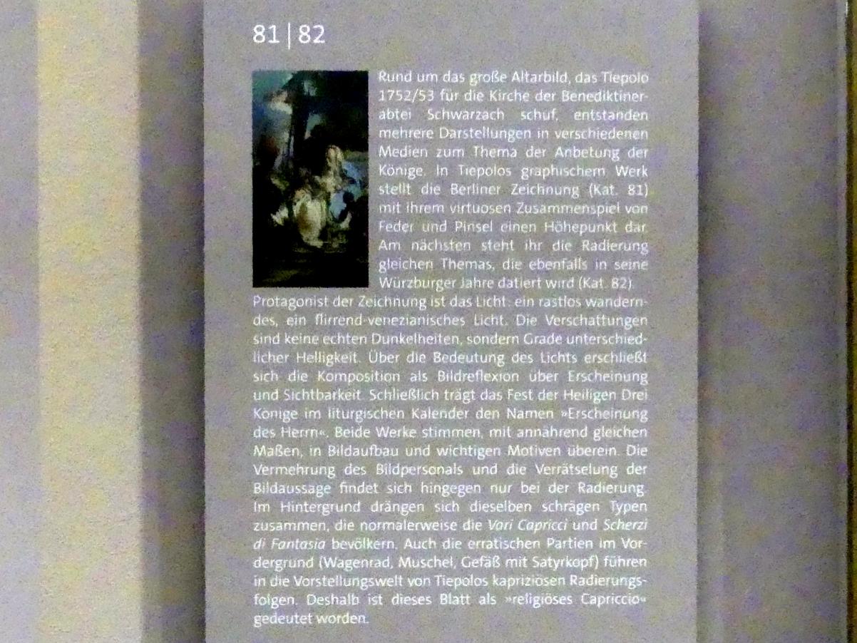 Giovanni Battista Tiepolo (1715–1785), Anbetung der Könige, Würzburg, Martin von Wagner Museum, Ausstellung "Tiepolo und seine Zeit in Würzburg" vom 31.10.2020-15.07.2021, Saal 1, um 1750–1753, Bild 4/4