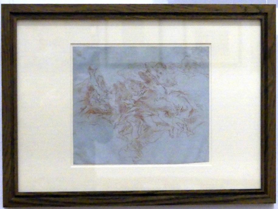 Giovanni Domenico Tiepolo (1743–1785), Sechs fliegende Engel, Würzburg, Martin von Wagner Museum, Ausstellung "Tiepolo und seine Zeit in Würzburg" vom 31.10.2020-15.07.2021, Saal 2, 1754–1755, Bild 2/3