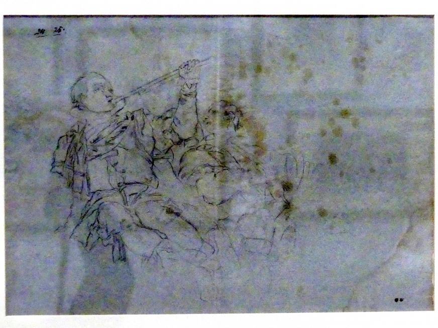 Zwei Fanfarenspieler, Würzburg, Martin von Wagner Museum, Ausstellung "Tiepolo und seine Zeit in Würzburg" vom 31.10.2020-15.07.2021, Saal 2, um 1752, Bild 1/3