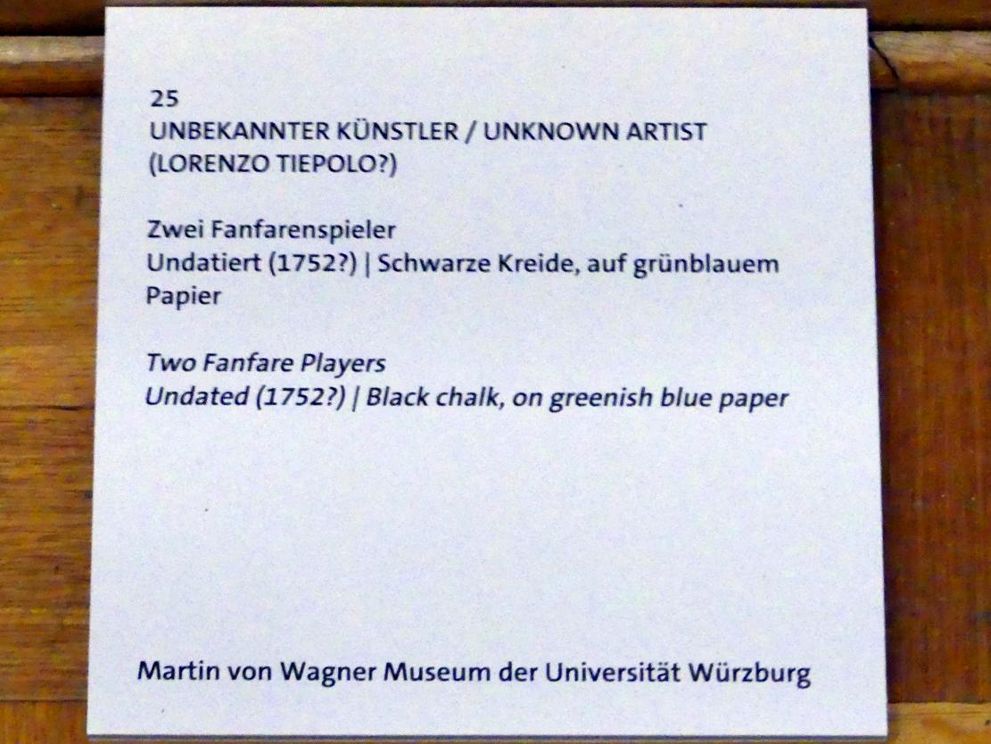 Zwei Fanfarenspieler, Würzburg, Martin von Wagner Museum, Ausstellung "Tiepolo und seine Zeit in Würzburg" vom 31.10.2020-15.07.2021, Saal 2, um 1752, Bild 3/3