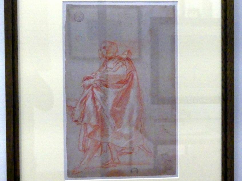Giovanni Battista Tiepolo (1715–1785), Studie für die Figur von Antonio Bossi im Europafries (Faksimile), Würzburg, Martin von Wagner Museum, Ausstellung "Tiepolo und seine Zeit in Würzburg" vom 31.10.2020-15.07.2021, Saal 2, 1752–1753