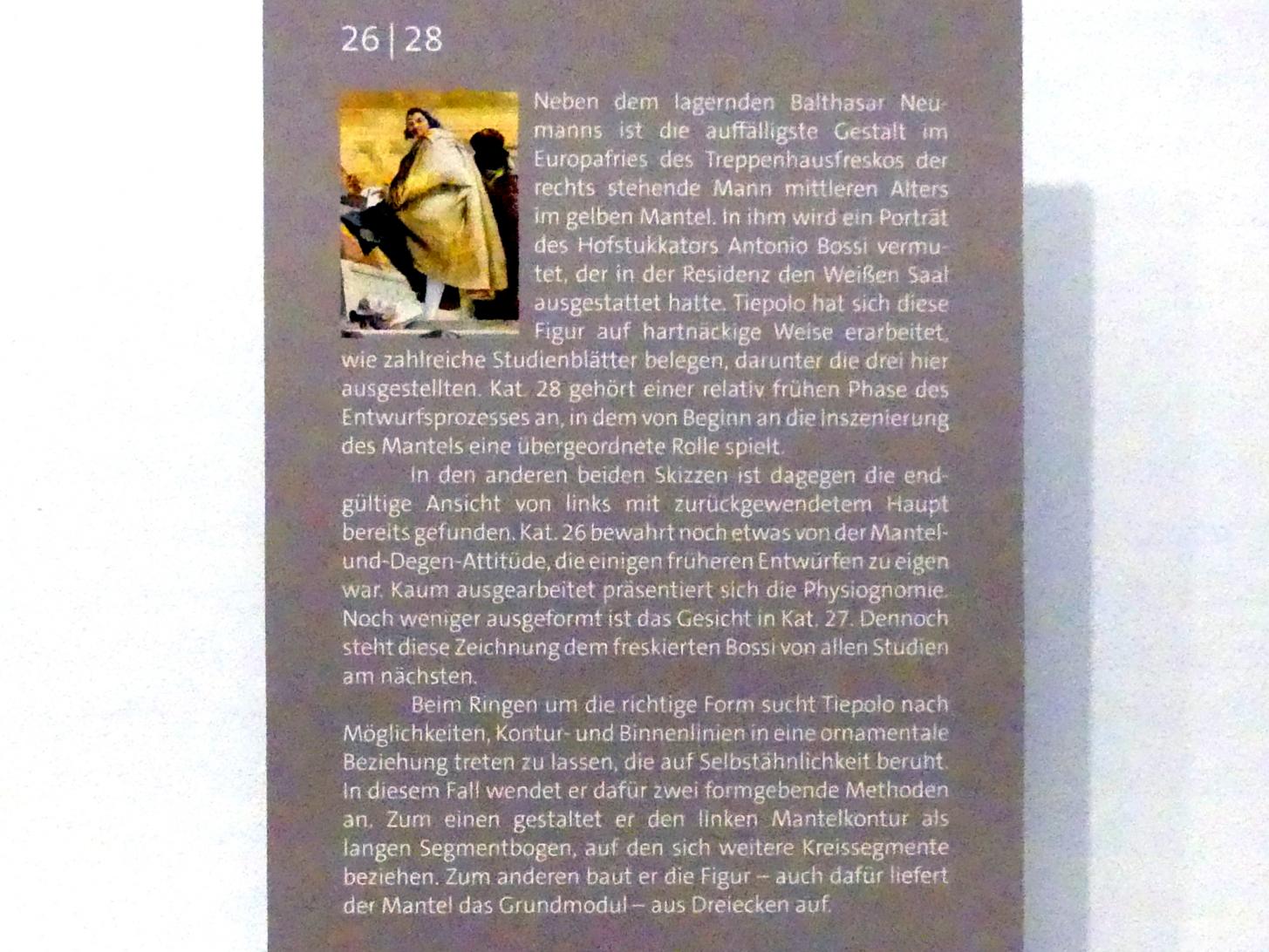 Giovanni Battista Tiepolo (1715–1785), Studie für die Figur von Antonio Bossi im Europafries (Faksimile), Würzburg, Martin von Wagner Museum, Ausstellung "Tiepolo und seine Zeit in Würzburg" vom 31.10.2020-15.07.2021, Saal 2, 1752–1753, Bild 4/4