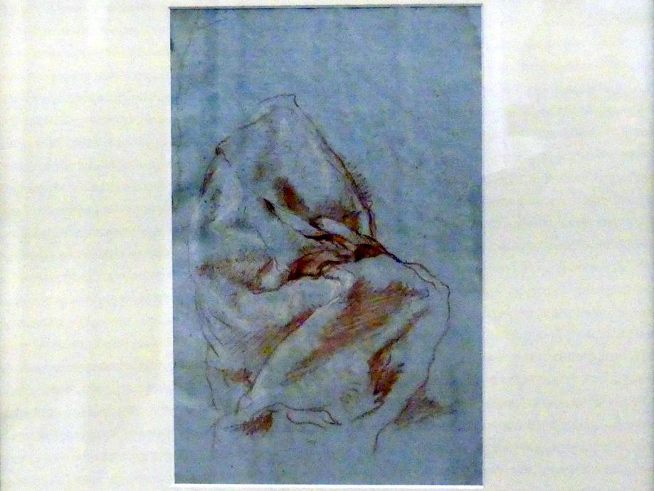 Giovanni Battista Tiepolo (1715–1785), Umhang einer im Profil nach rechts gewendeten Figur, Würzburg, Martin von Wagner Museum, Ausstellung "Tiepolo und seine Zeit in Würzburg" vom 31.10.2020-15.07.2021, Saal 2, 1752