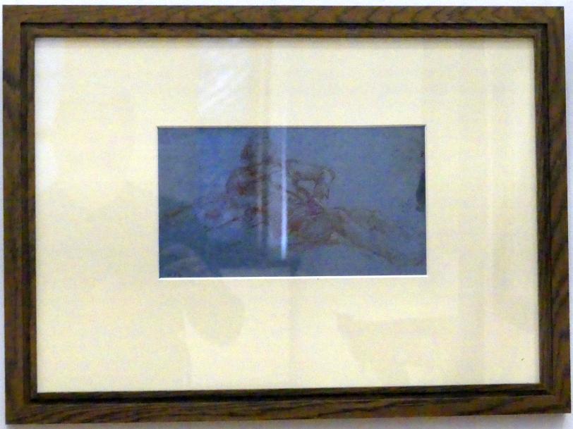 Giovanni Battista Tiepolo (1715–1785), Liegefigur von Balthasar Neumann im Europafries (Faksimile), Würzburg, Martin von Wagner Museum, Ausstellung "Tiepolo und seine Zeit in Würzburg" vom 31.10.2020-15.07.2021, Saal 2, 1752, Bild 2/4