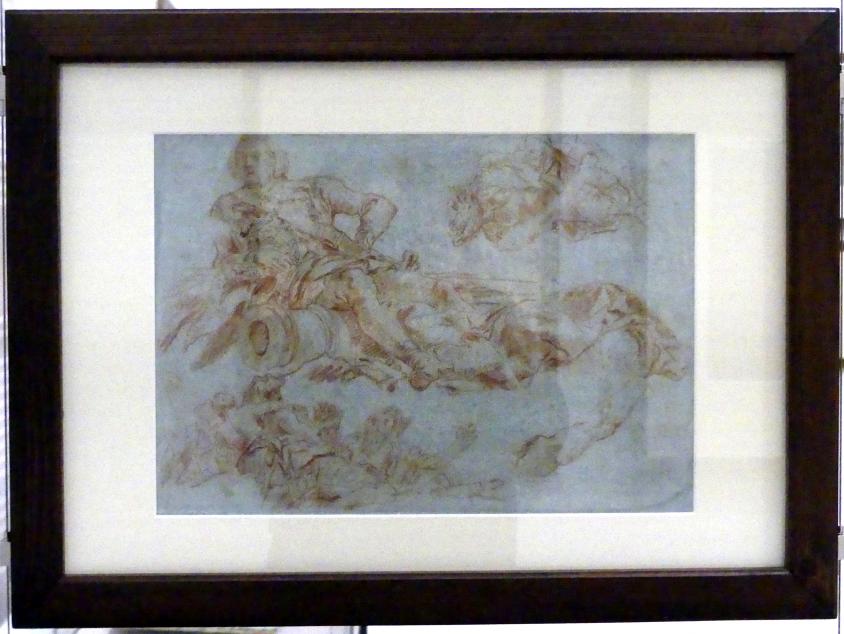 Giovanni Domenico Tiepolo (1743–1785), Liegefigur von Balthasar Neumann im Europafries und weitere Figuren, Würzburg, Martin von Wagner Museum, Ausstellung "Tiepolo und seine Zeit in Würzburg" vom 31.10.2020-15.07.2021, Saal 2, 1752–1753, Bild 2/3