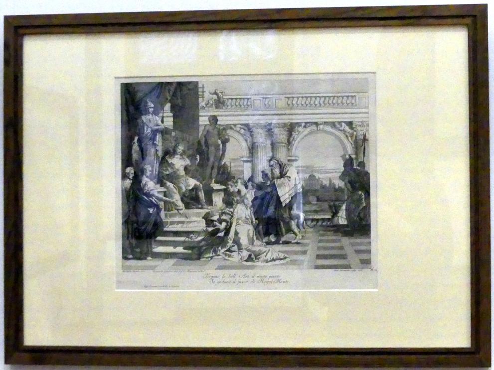 Giacomo Leonardis (1766), Maecenas präsentiert Kaiser Augustus die Künste, Würzburg, Martin von Wagner Museum, Ausstellung "Tiepolo und seine Zeit in Würzburg" vom 31.10.2020-15.07.2021, Saal 2, 1766, Bild 2/3