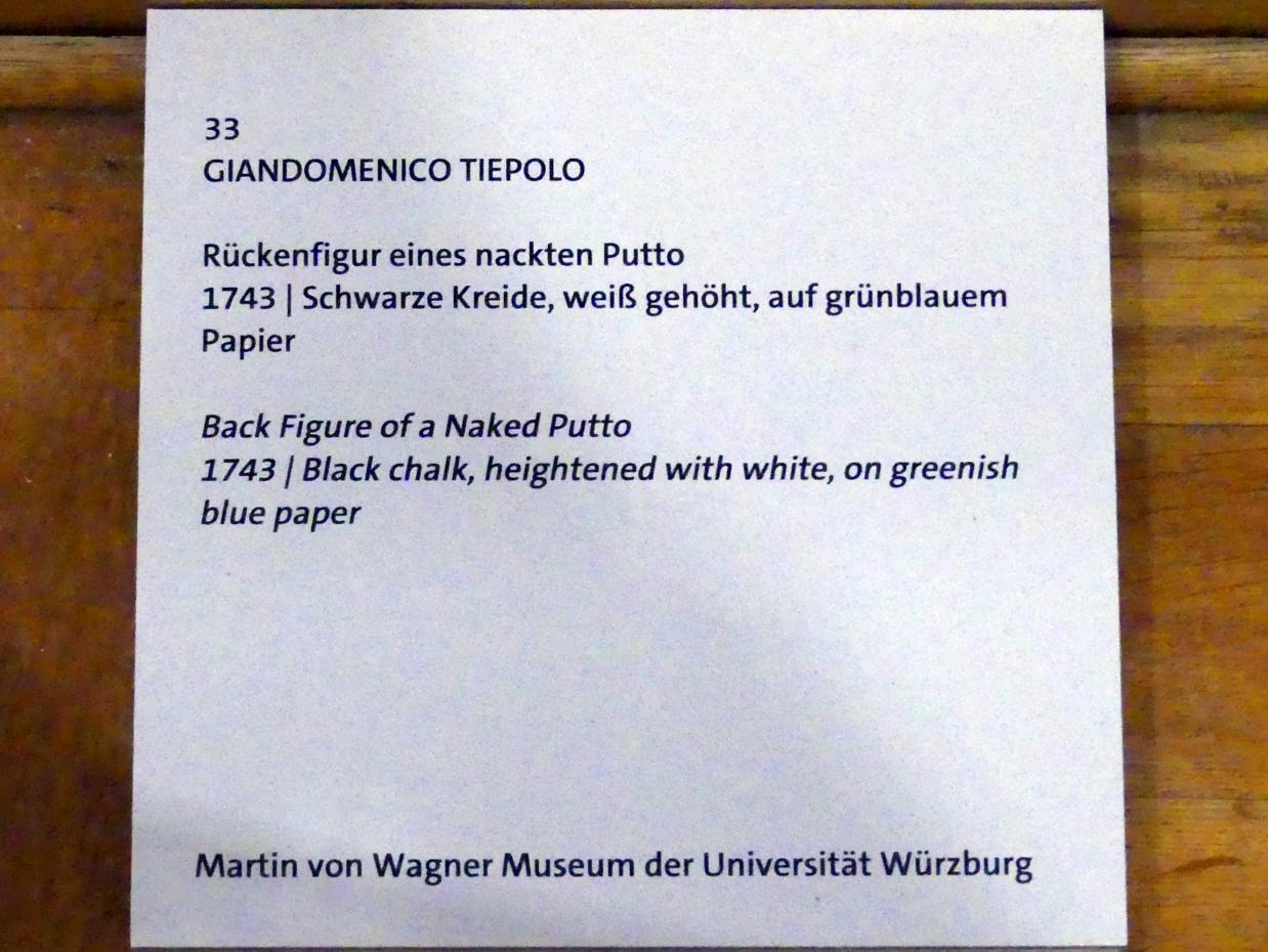 Giovanni Domenico Tiepolo (1743–1785), Rückenfigur eines nackten Putto, Würzburg, Martin von Wagner Museum, Ausstellung "Tiepolo und seine Zeit in Würzburg" vom 31.10.2020-15.07.2021, Saal 2, 1743, Bild 3/3