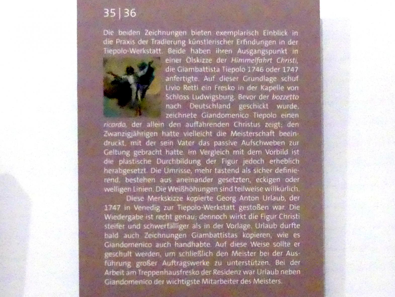 Giovanni Domenico Tiepolo (1743–1785), Himmelfahrender Christus, Würzburg, Martin von Wagner Museum, Ausstellung "Tiepolo und seine Zeit in Würzburg" vom 31.10.2020-15.07.2021, Saal 2, 1746–1747, Bild 3/3