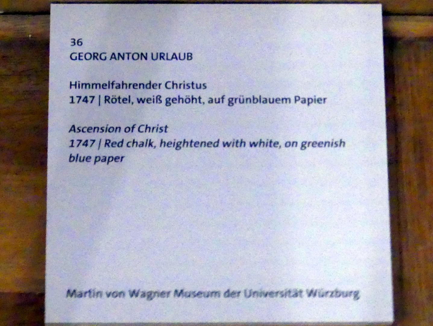 Georg Anton Urlaub (1735–1758), Himmelfahrender Christus, Würzburg, Martin von Wagner Museum, Ausstellung "Tiepolo und seine Zeit in Würzburg" vom 31.10.2020-15.07.2021, Saal 2, 1747, Bild 3/4