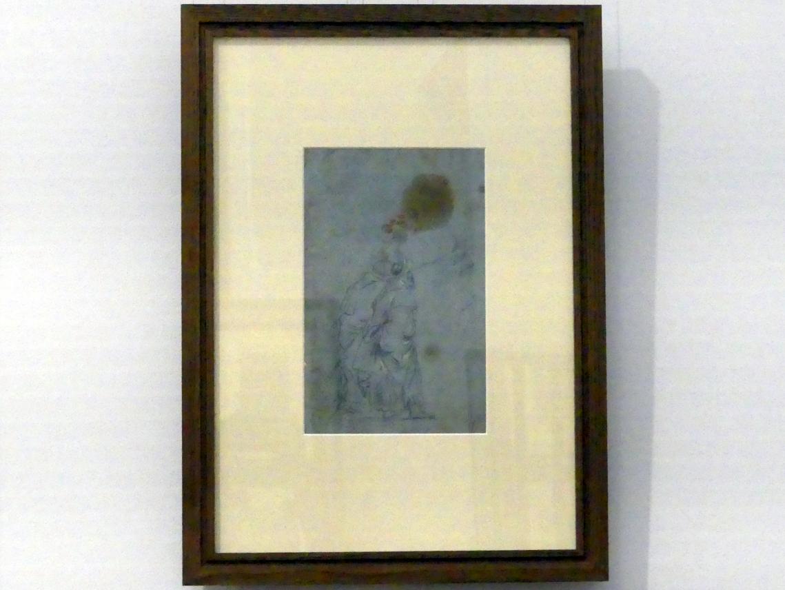 Giovanni Domenico Tiepolo (1743–1785), Zwei stehende Männer in Dreiviertel-Rückenansicht nach rechts, Hinterkopf, Ellenbogen, Würzburg, Martin von Wagner Museum, Ausstellung "Tiepolo und seine Zeit in Würzburg" vom 31.10.2020-15.07.2021, Saal 2, um 1743–1747, Bild 2/3