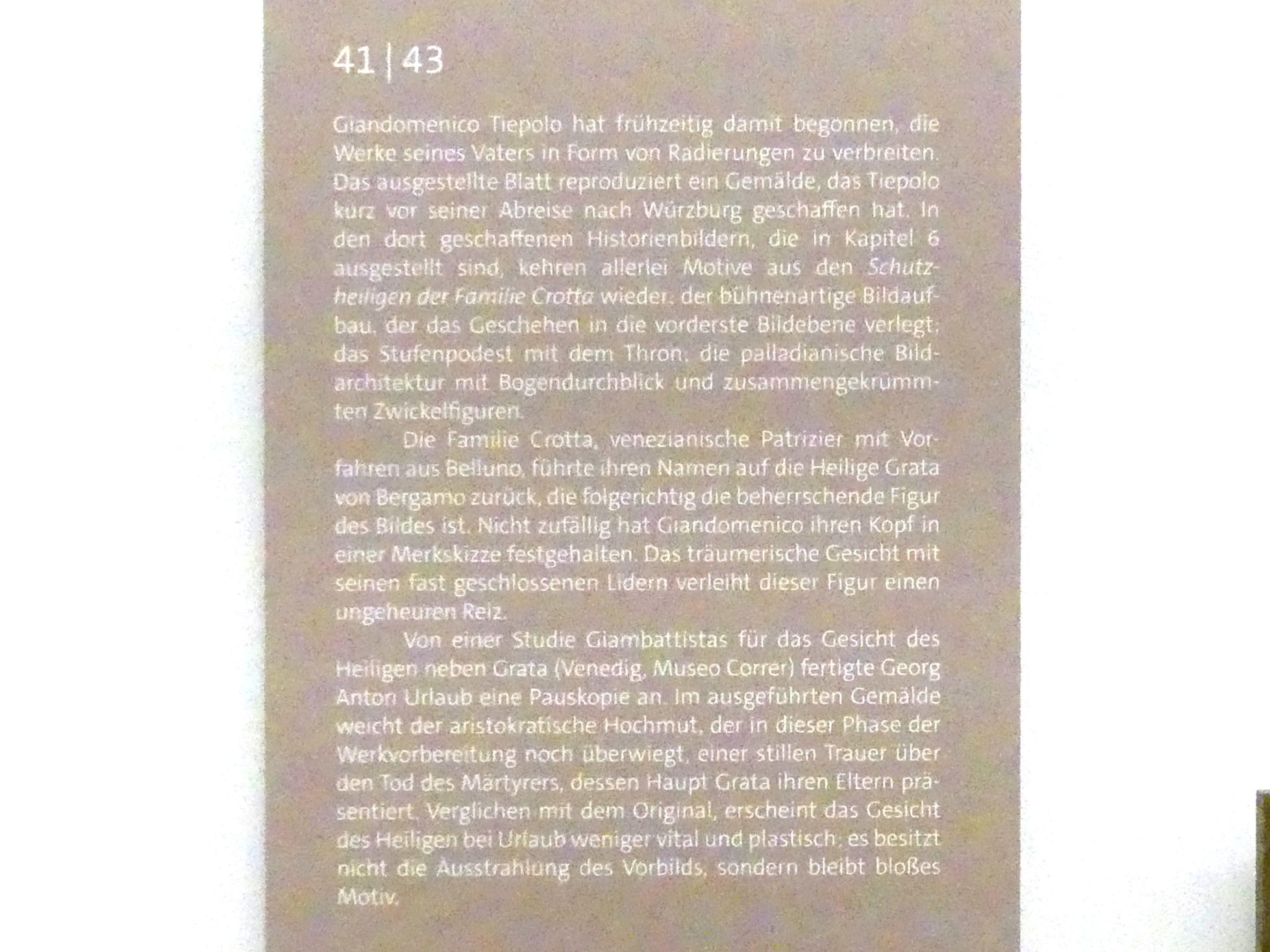 Giovanni Domenico Tiepolo (1743–1785), Die Schutzheiligen der Familie Crotta, Würzburg, Martin von Wagner Museum, Ausstellung "Tiepolo und seine Zeit in Würzburg" vom 31.10.2020-15.07.2021, Saal 2, um 1750, Bild 3/3