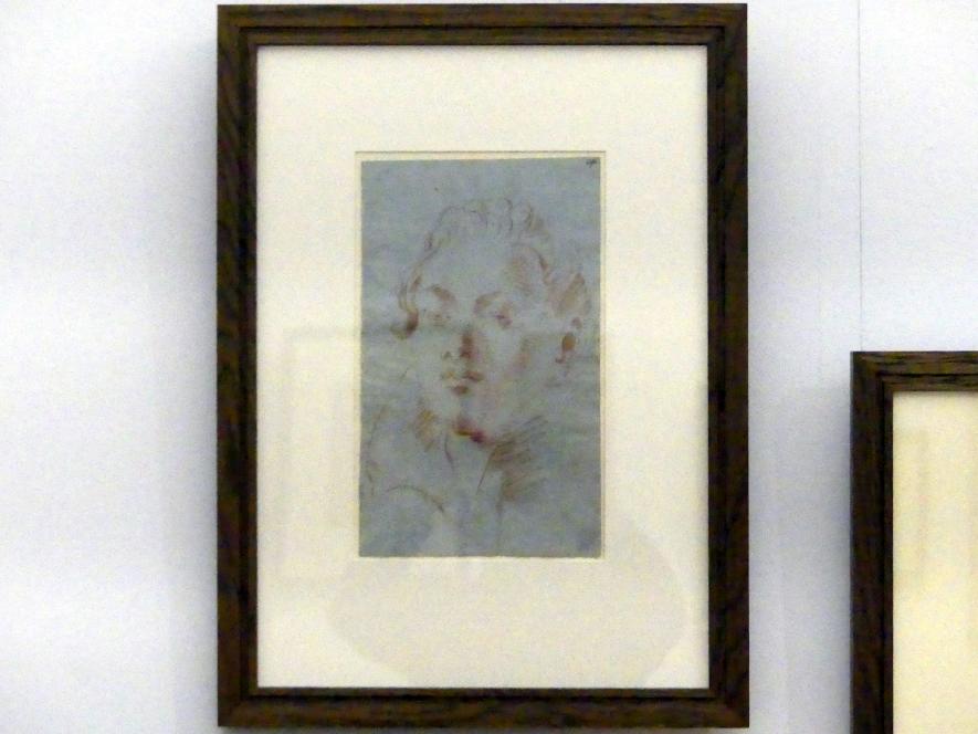 Georg Anton Urlaub (1735–1758), Kopf eines jungen Mannes mit hochgeschlagenem Kragen, Würzburg, Martin von Wagner Museum, Ausstellung "Tiepolo und seine Zeit in Würzburg" vom 31.10.2020-15.07.2021, Saal 2, um 1749–1751, Bild 2/4