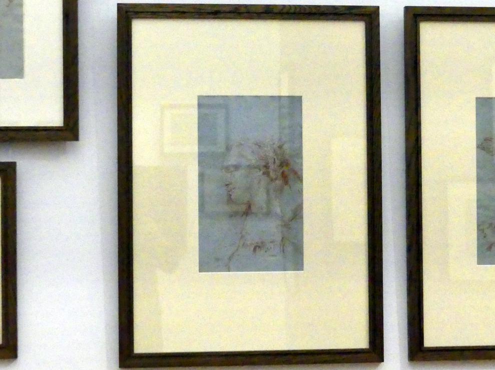 Giovanni Domenico Tiepolo (1743–1785), Kopf und Brust einer jungen Frau, Würzburg, Martin von Wagner Museum, Ausstellung "Tiepolo und seine Zeit in Würzburg" vom 31.10.2020-15.07.2021, Saal 2, um 1749–1750, Bild 2/3