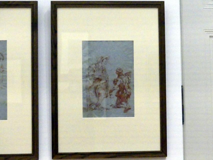 Giovanni Domenico Tiepolo (1743–1785), Kniender Orientale und kniender Page in Rückenansicht, Würzburg, Martin von Wagner Museum, Ausstellung "Tiepolo und seine Zeit in Würzburg" vom 31.10.2020-15.07.2021, Saal 2, 1753, Bild 2/3
