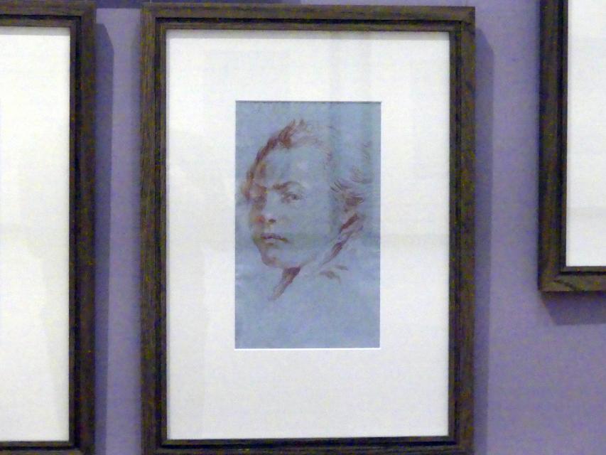 Georg Anton Urlaub (1735–1758), Nach links aufblickender Jünglingskopf, Würzburg, Martin von Wagner Museum, Ausstellung "Tiepolo und seine Zeit in Würzburg" vom 31.10.2020-15.07.2021, Saal 2, 1752–1753, Bild 2/4