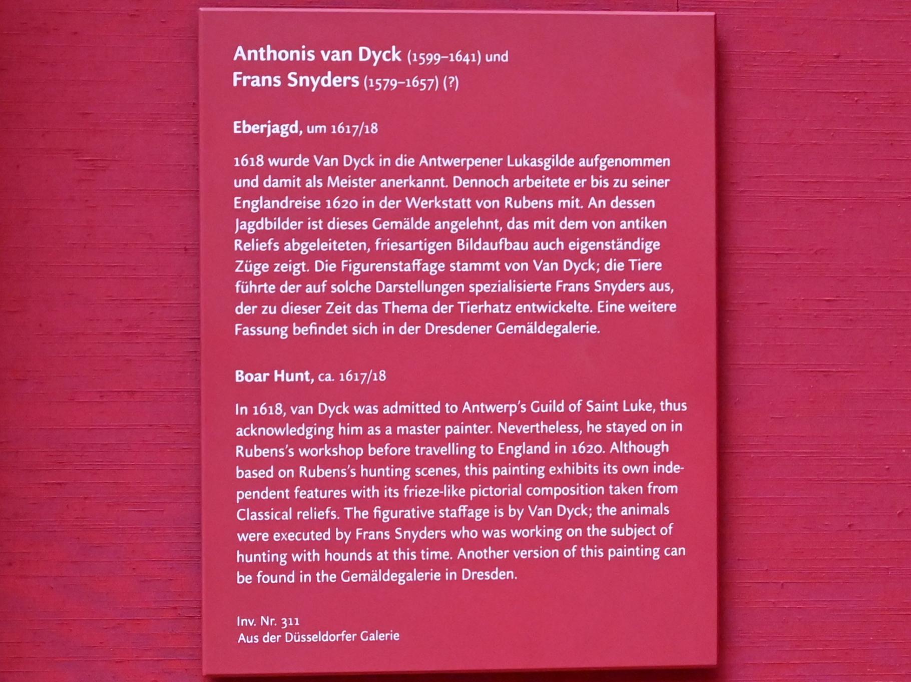 Frans Snyders (1610–1650), Eberjagd, München, Alte Pinakothek, Obergeschoss Saal VIII, um 1617–1618, Bild 2/2