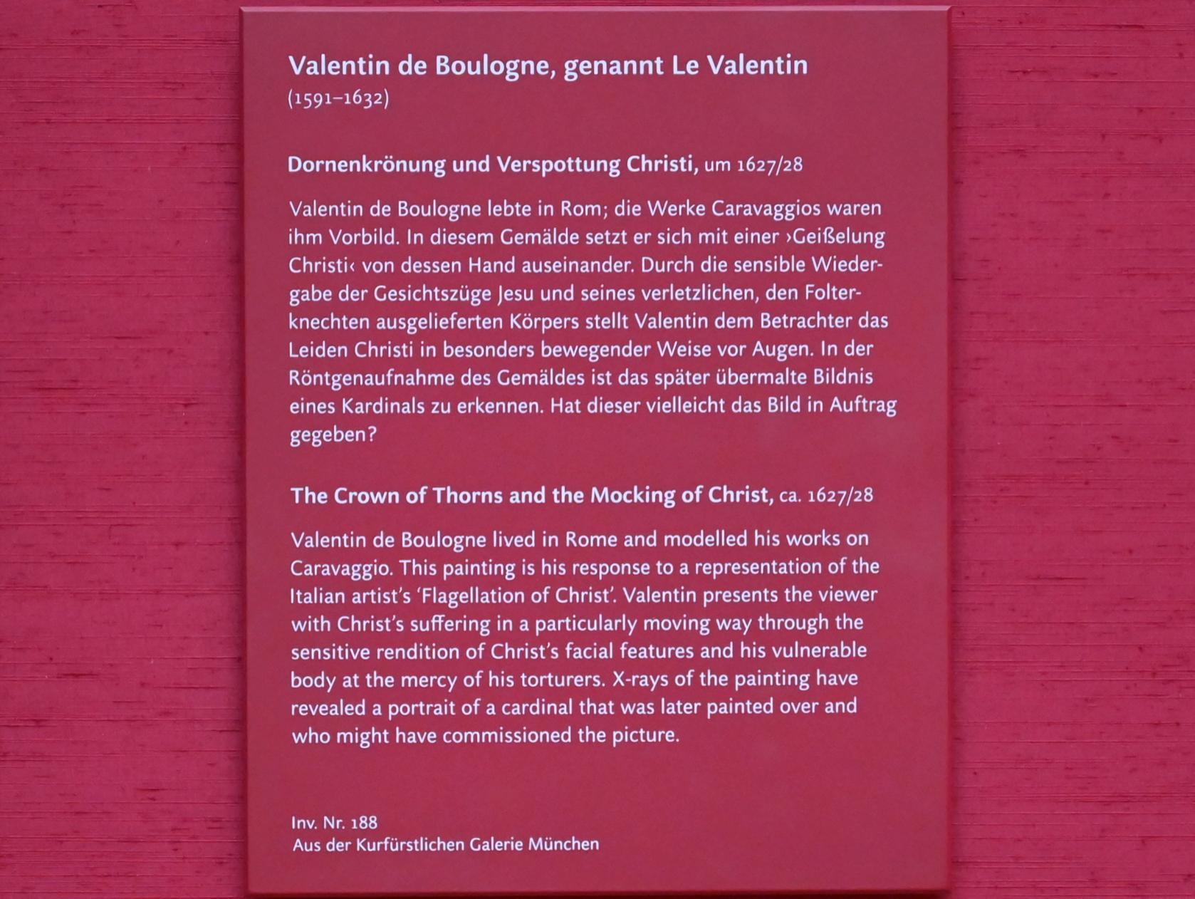 Valentin de Boulogne (1614–1631), Dornenkrönung und Verspottung Christi, München, Alte Pinakothek, Obergeschoss Saal XI, um 1627–1628, Bild 2/2