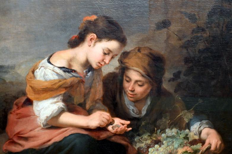Bartolomé Esteban Murillo (1645–1678), Die kleine Obsthändlerin, München, Alte Pinakothek, Obergeschoss Saal XIII, um 1670–1675, Bild 3/3