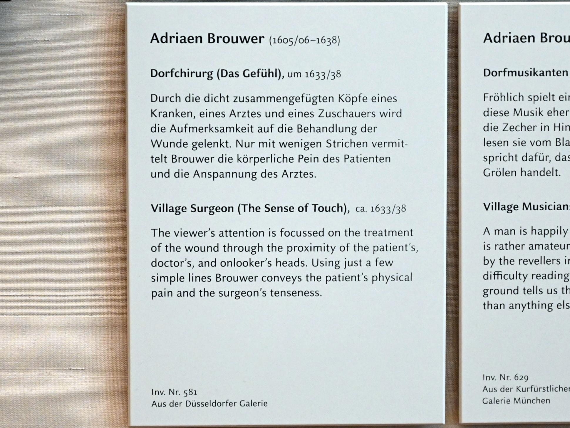 Adriaen Brouwer (1631–1637), Dorfchirurg (Das Gefühl), München, Alte Pinakothek, Obergeschoss Kabinett 11, um 1633–1638, Bild 2/2