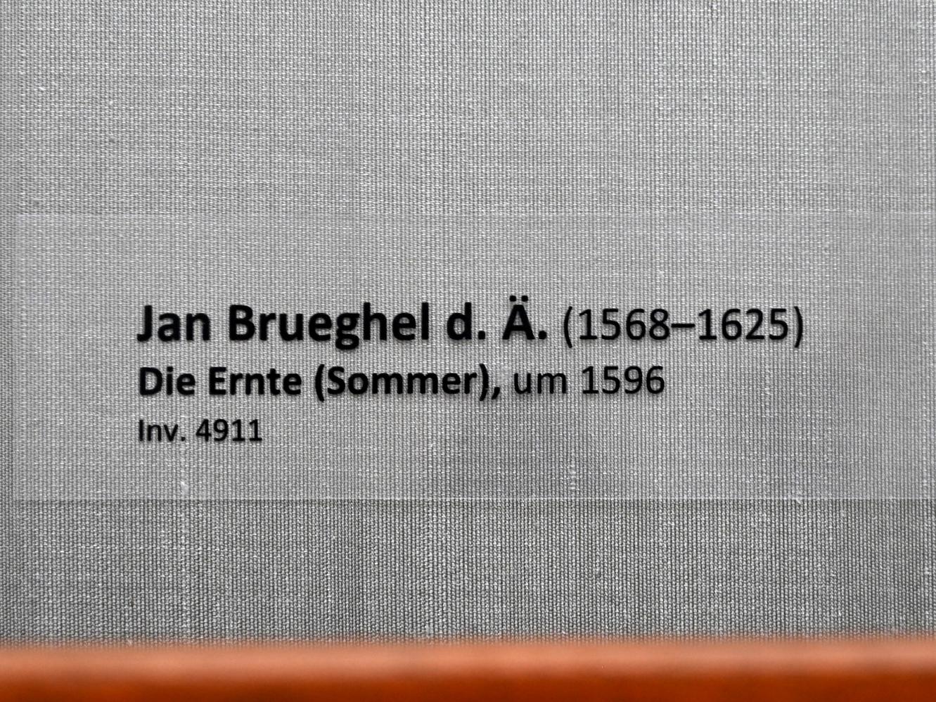 Jan Brueghel der Ältere (Samtbrueghel, Blumenbrueghel) (1593–1621), Die Ernte (Sommer), München, Alte Pinakothek, Obergeschoss Kabinett 9, um 1596, Bild 2/2