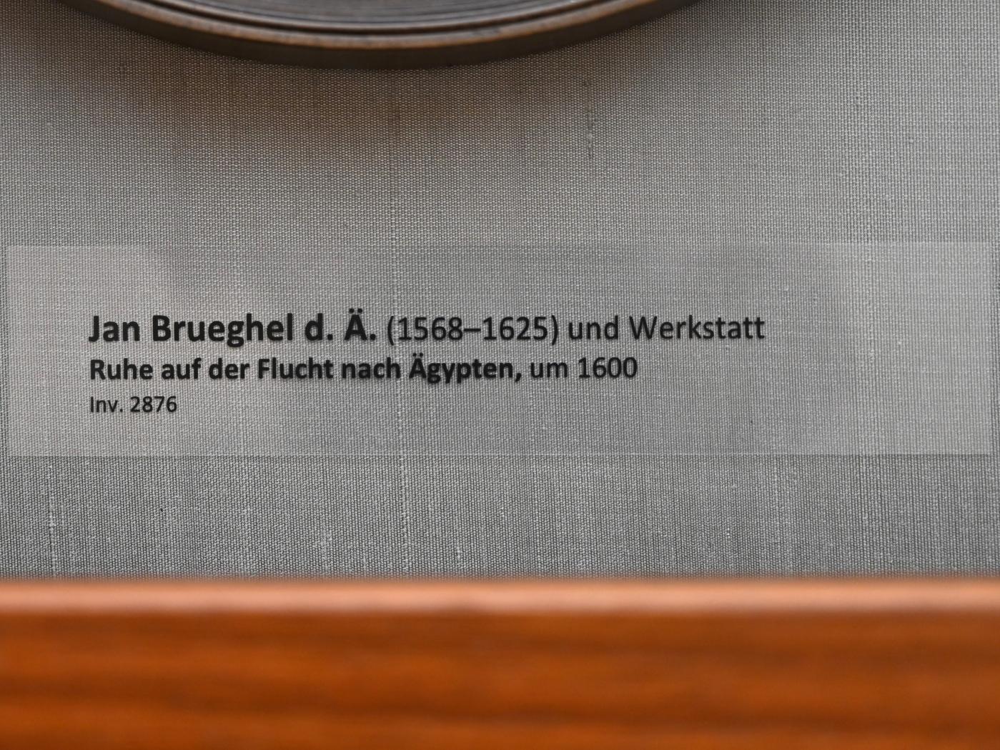 Jan Brueghel der Ältere (Samtbrueghel, Blumenbrueghel) (1593–1621), Ruhe auf der Flucht nach Ägypten, München, Alte Pinakothek, Obergeschoss Kabinett 8, um 1600, Bild 2/2