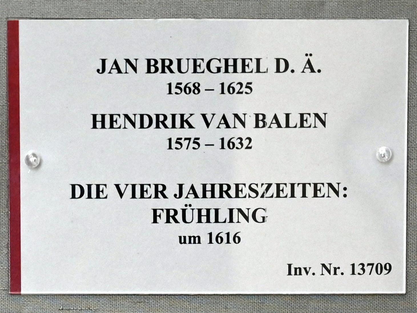 Jan Brueghel der Ältere (Samtbrueghel, Blumenbrueghel) (1593–1621), Die vier Jahreszeiten: Frühling, München, Alte Pinakothek, Obergeschoss Kabinett 7, um 1616, Bild 2/3