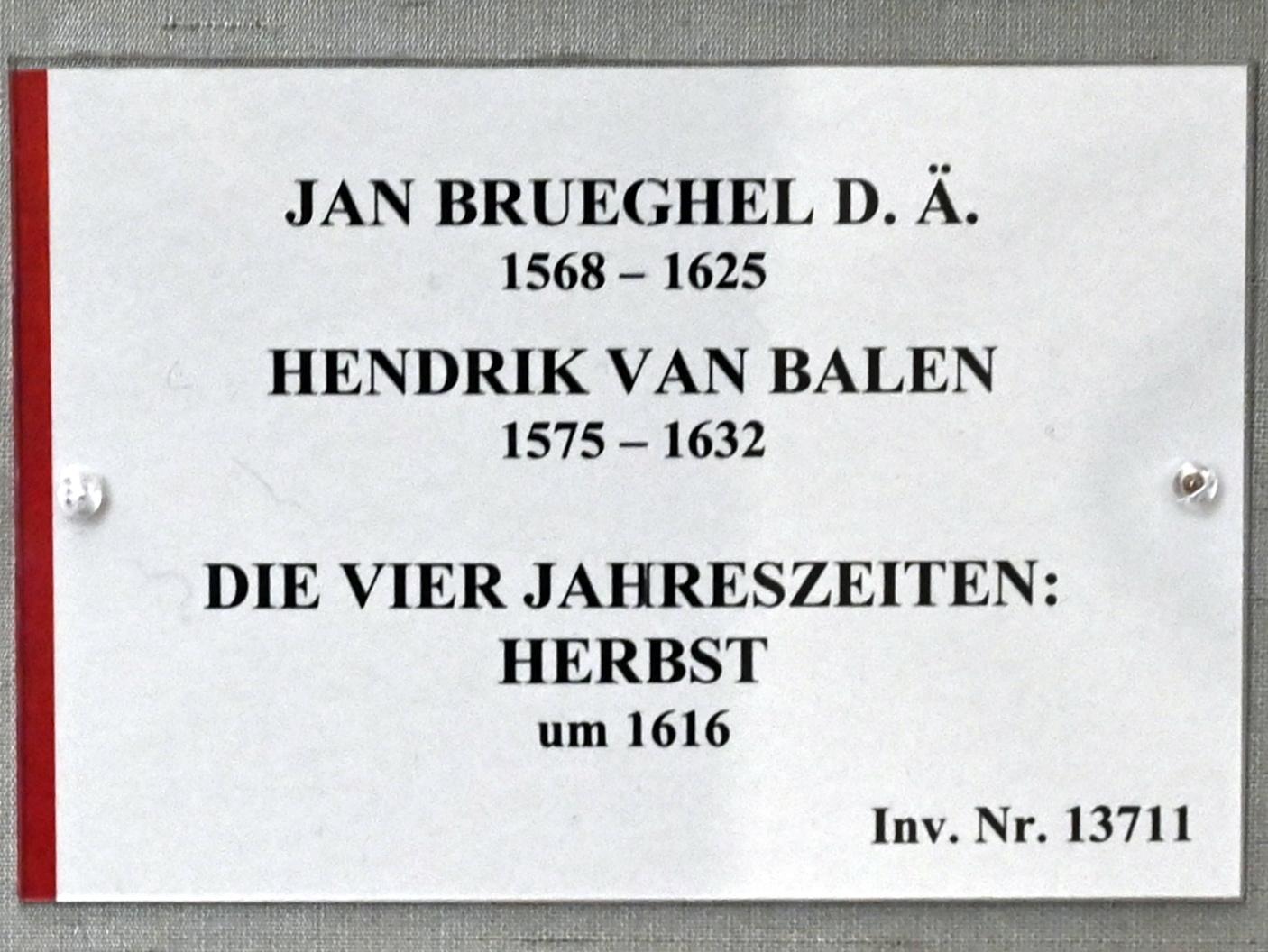 Jan Brueghel der Ältere (Samtbrueghel, Blumenbrueghel) (1593–1621), Die vier Jahreszeiten: Herbst, München, Alte Pinakothek, Obergeschoss Kabinett 7, um 1616, Bild 2/3