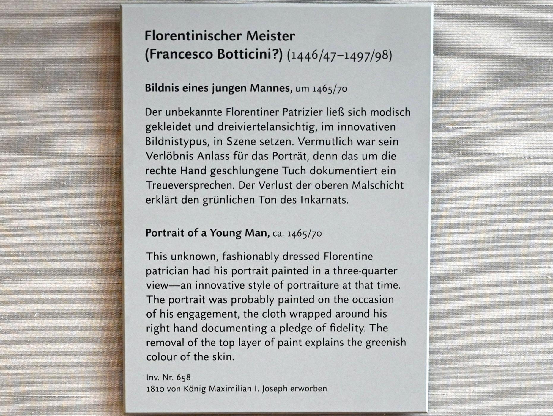 Bildnis eines jungen Mannes, München, Alte Pinakothek, Obergeschoss Kabinett 3, um 1465–1470, Bild 2/2