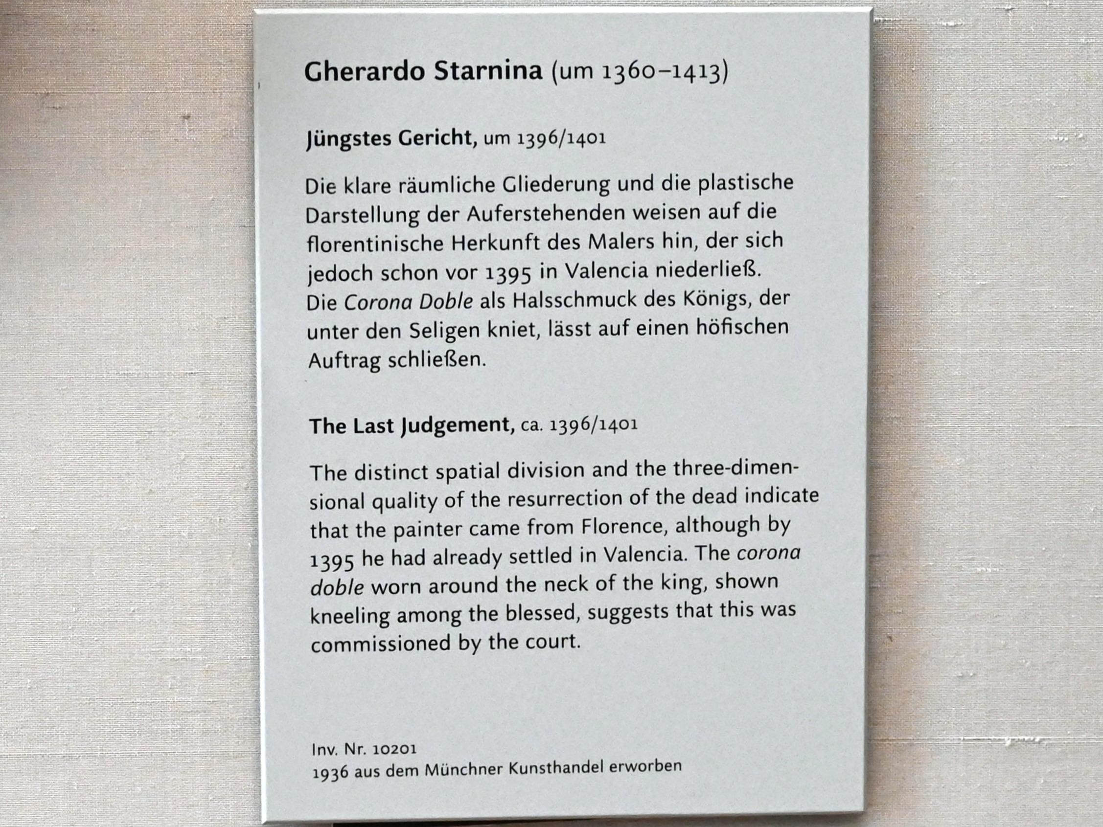 Gherardo Starnina (1398–1409), Jüngstes Gericht, München, Alte Pinakothek, Obergeschoss Kabinett 3, um 1396–1401, Bild 2/2