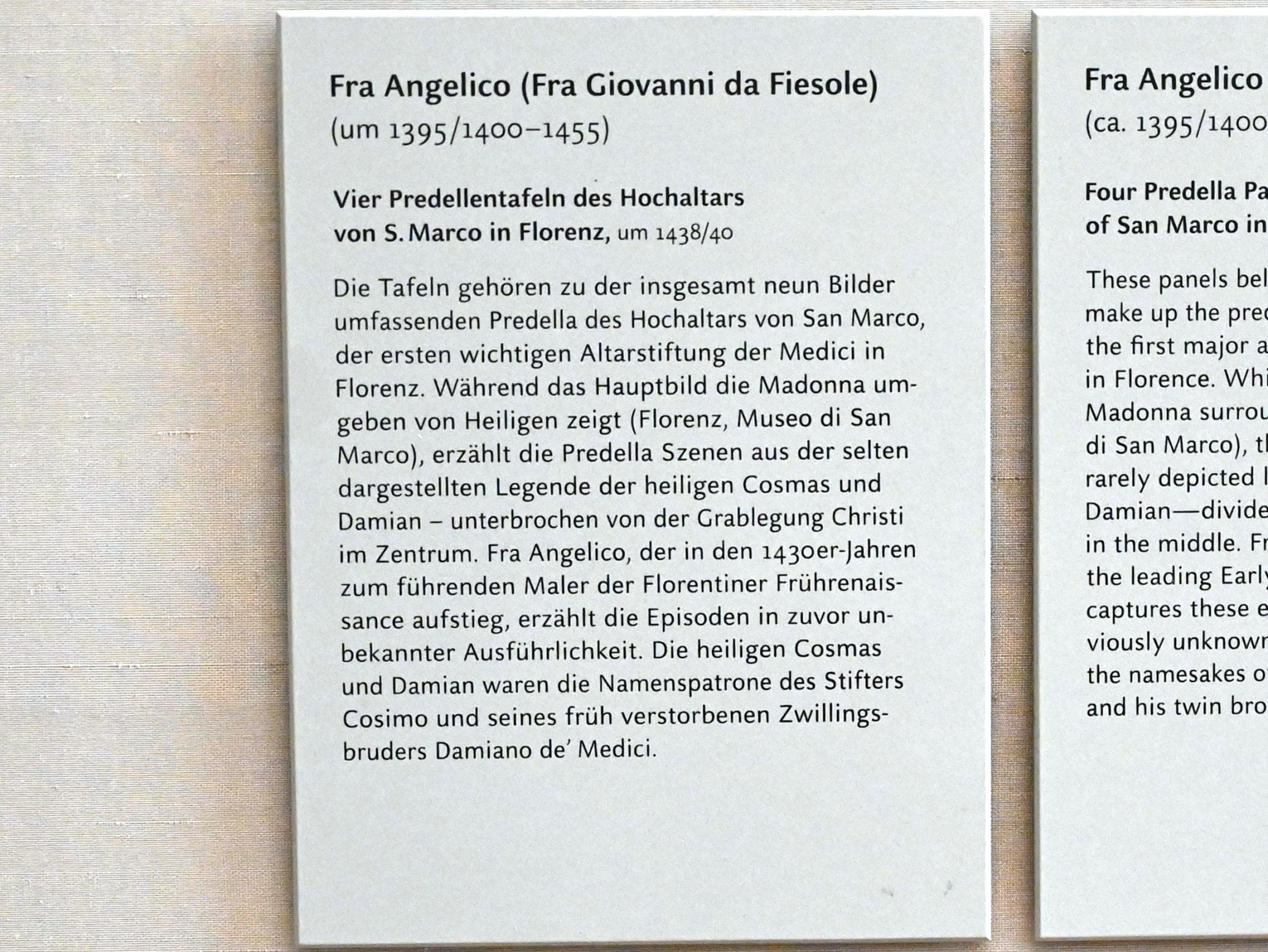 Fra Angelico (Guido di Pietro) (1421–1447), Die hll. Cosmas und Damian mit ihren Brüdern vor Prokonsul Lysias, Florenz, Kirche San Marco, jetzt München, Alte Pinakothek, Obergeschoss Kabinett 1, 1438–1440, Bild 3/3