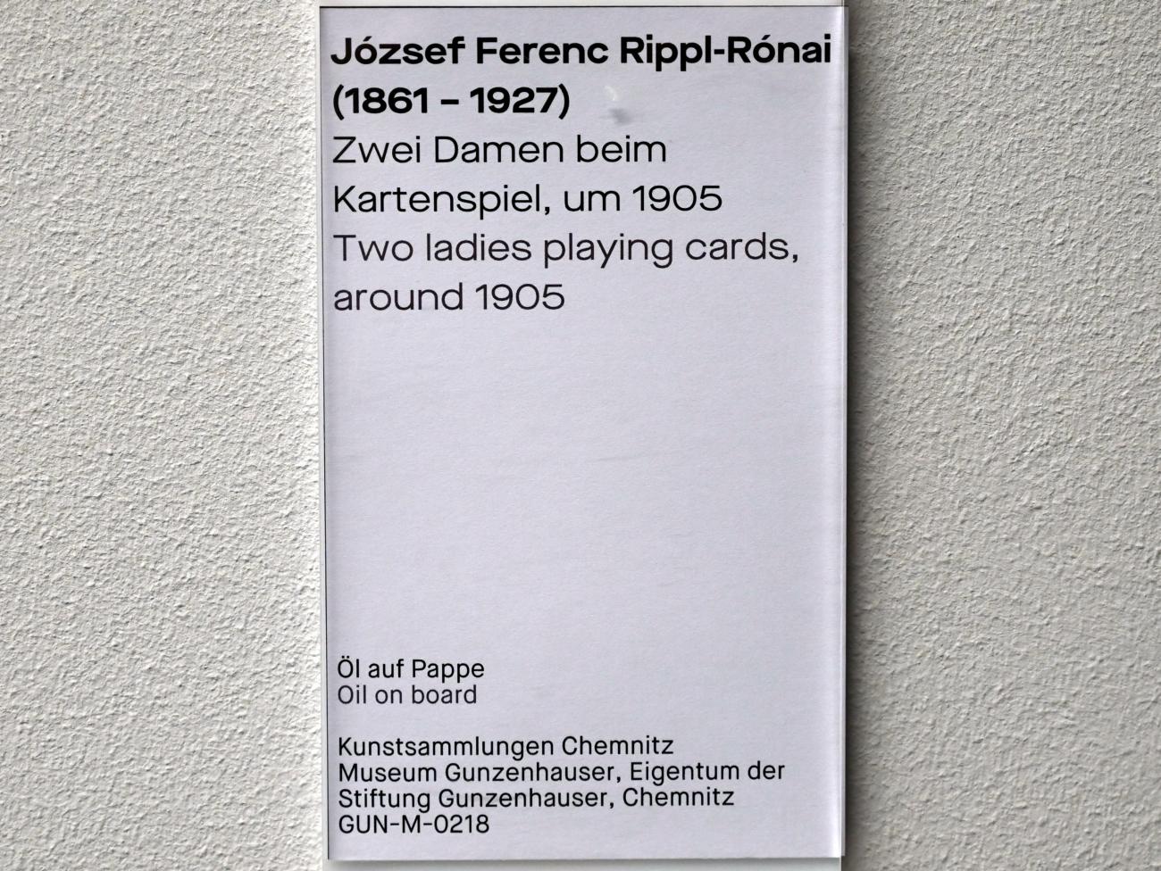 József Rippl-Rónai (1905–1912), Zwei Damen beim Kartenspiel, Chemnitz, Museum Gunzenhauser, Saal 3.3 - Würdigung der heimischen Natur, um 1905, Bild 2/2