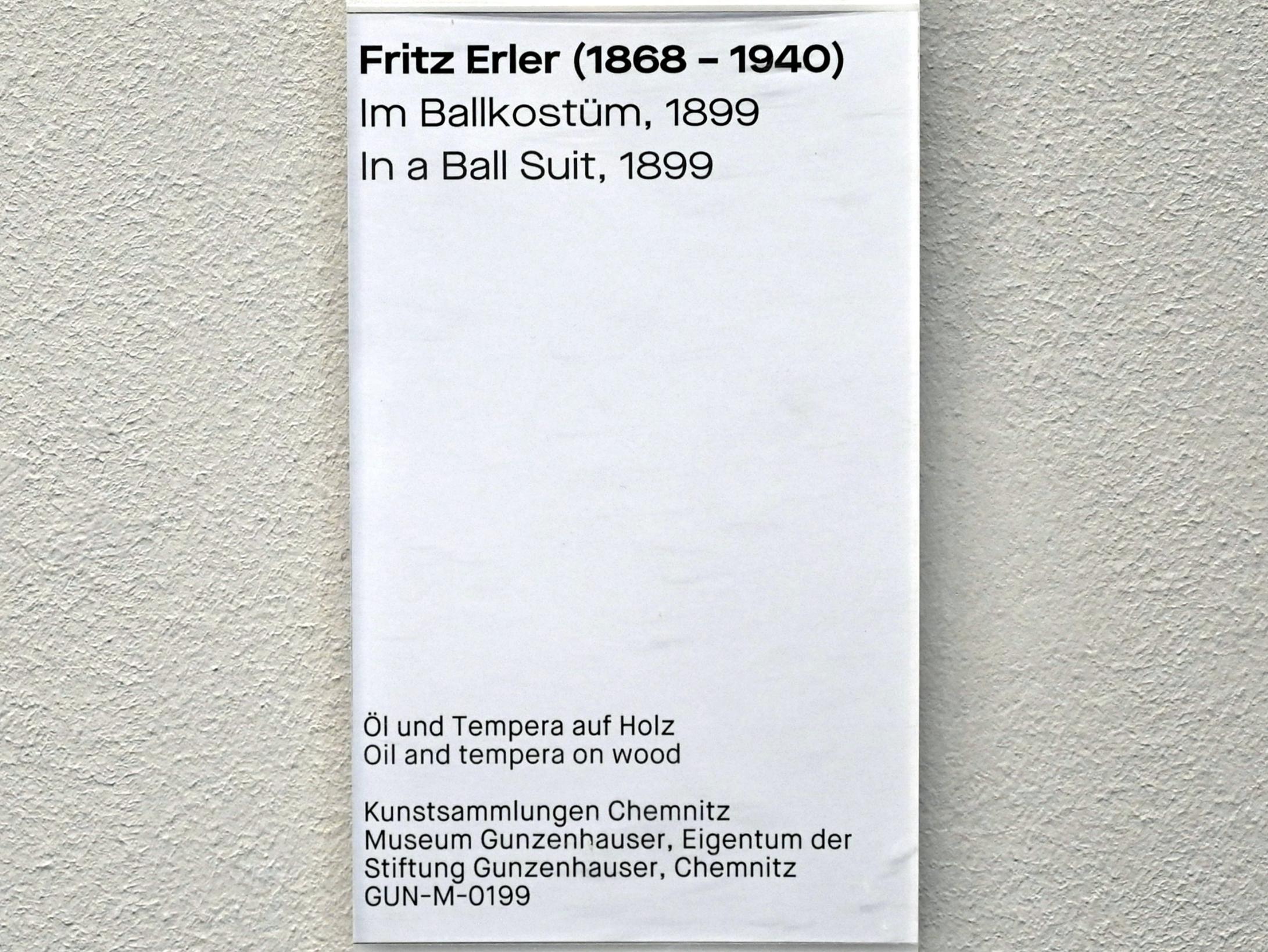 Fritz Erler (1897–1925), Im Ballkostüm, Chemnitz, Museum Gunzenhauser, Saal 3.3 - Würdigung der heimischen Natur, 1899, Bild 2/2
