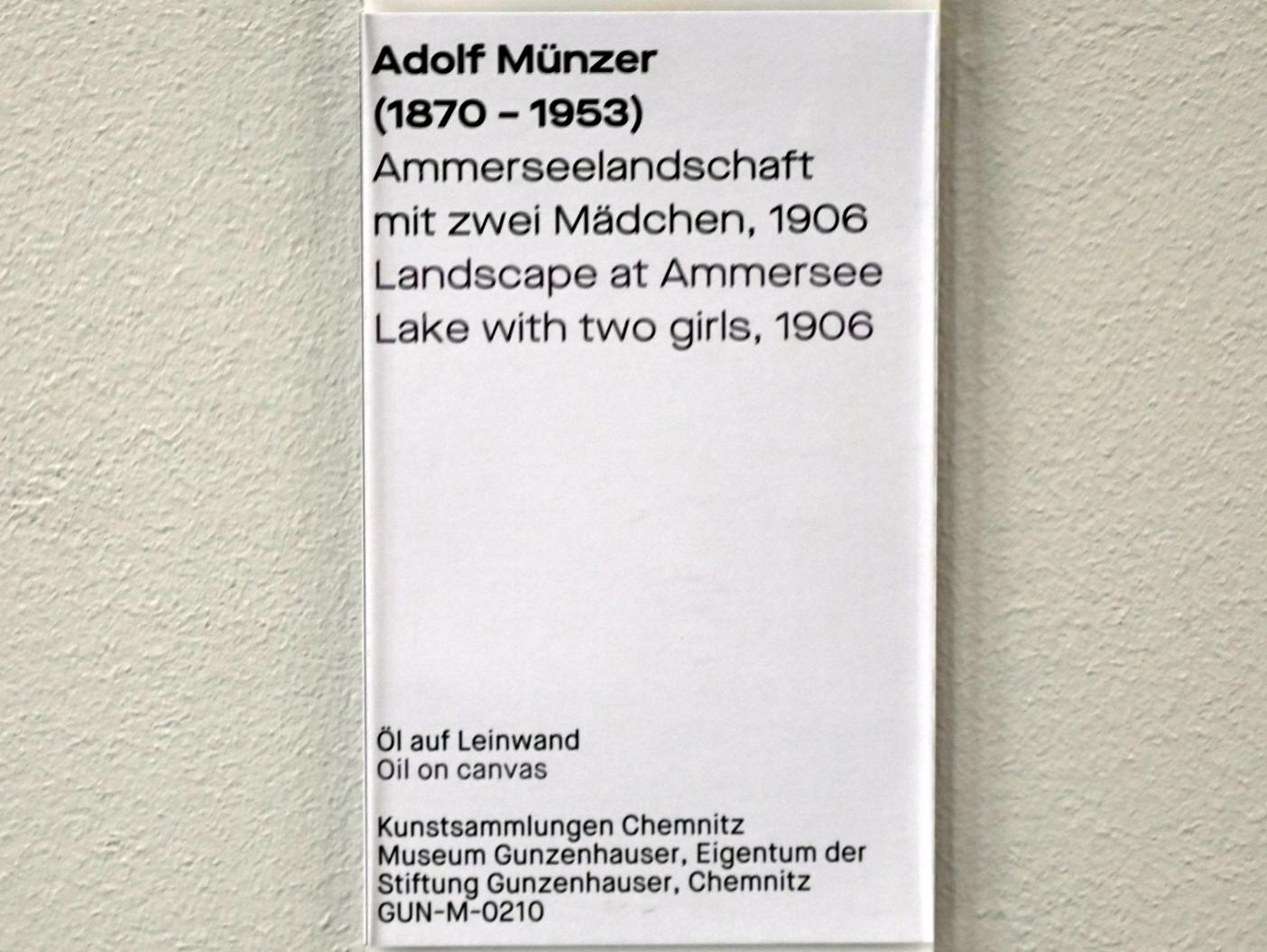 Adolf Münzer (1906), Ammerseelandschaft mit zwei Mädchen, Chemnitz, Museum Gunzenhauser, Saal 3.4, 1906, Bild 2/2