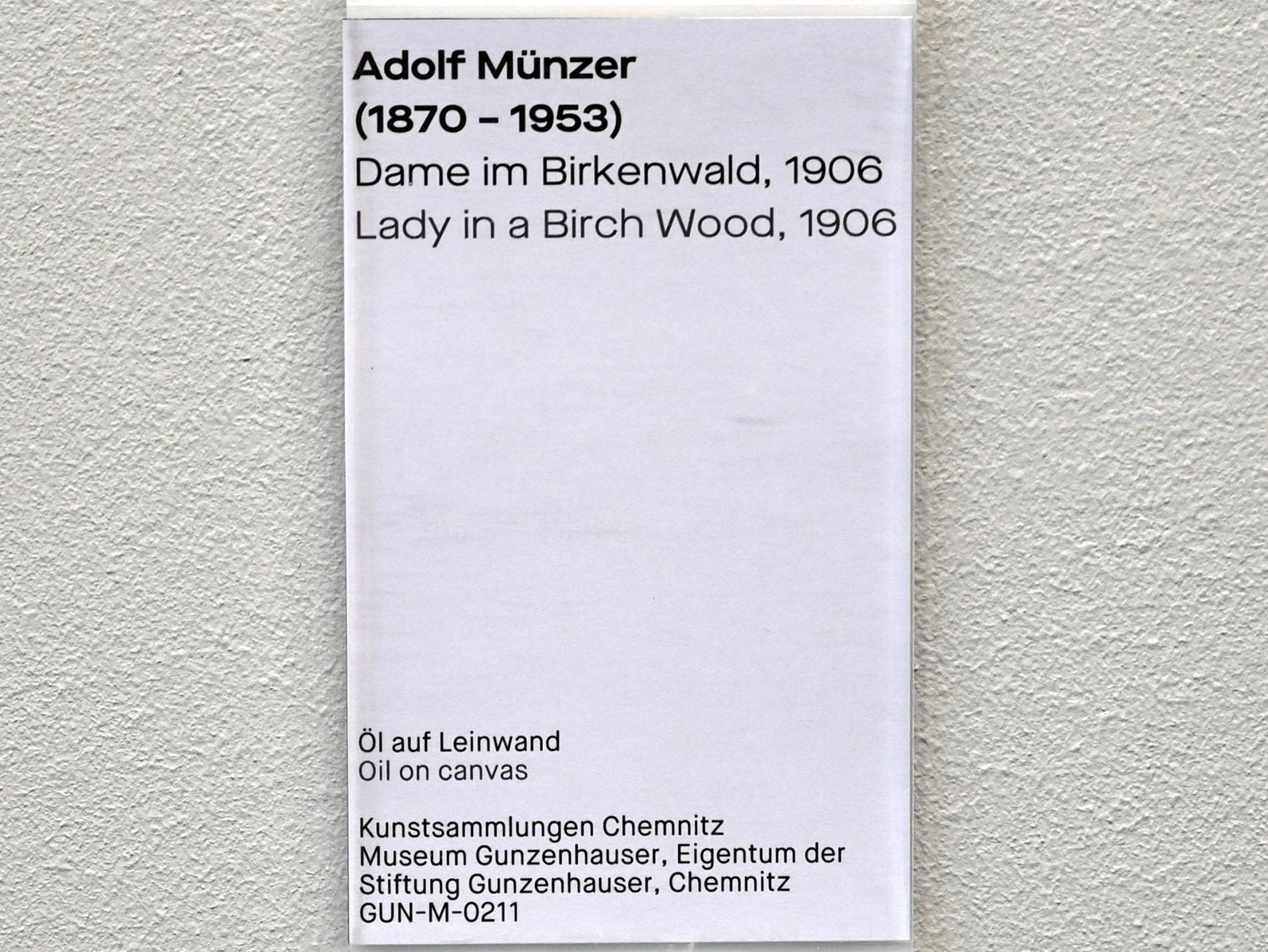 Adolf Münzer (1906), Dame im Birkenwald, Chemnitz, Museum Gunzenhauser, Saal 3.4, 1906, Bild 2/2