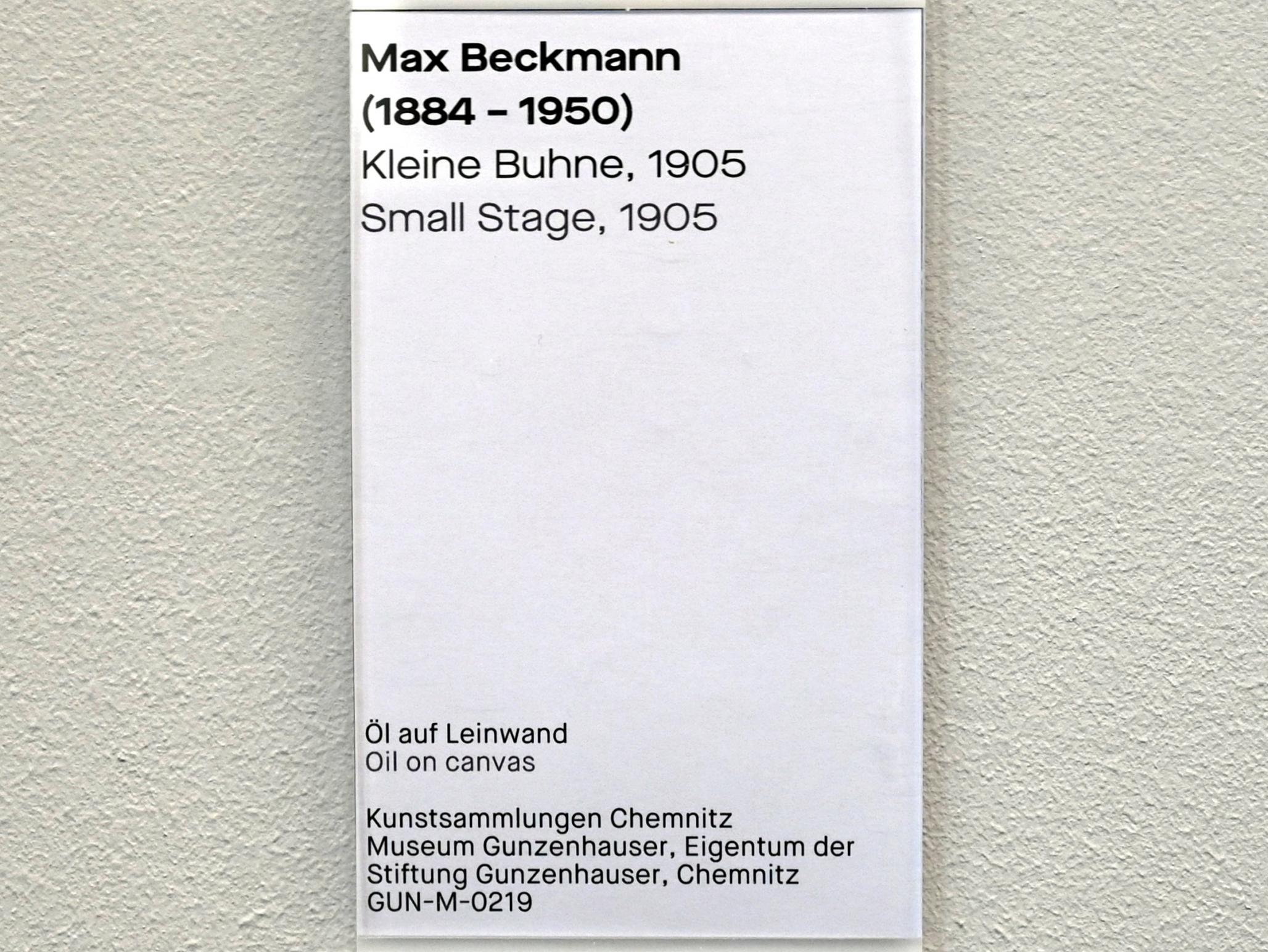 Max Beckmann (1905–1950), Kleine Bühne, Chemnitz, Museum Gunzenhauser, Saal 3.4, 1905, Bild 2/2